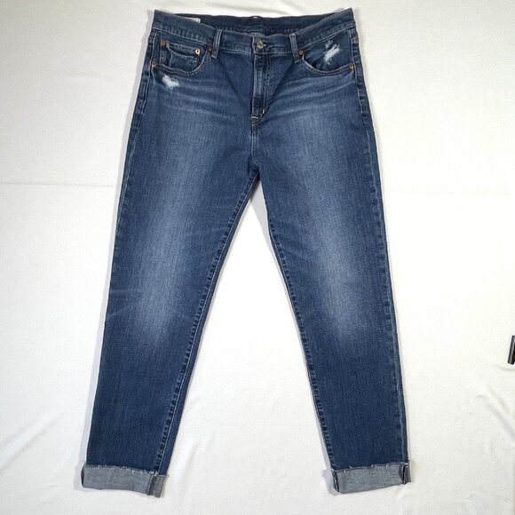 Gap Girlfriend Jeans Mid Rise Relaxed Fit Ankle Length Size 12 TALL Long - Picture 4 of 13